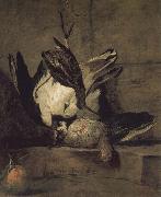 Jean Baptiste Simeon Chardin Wheat gray partridges and Orange Chicken oil on canvas